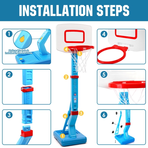 SUPER JOY Toddler Basketball Hoop Height Adjustable Kids Basketball Hoop for Indoor Outdoor Play Portable Basketball Goa