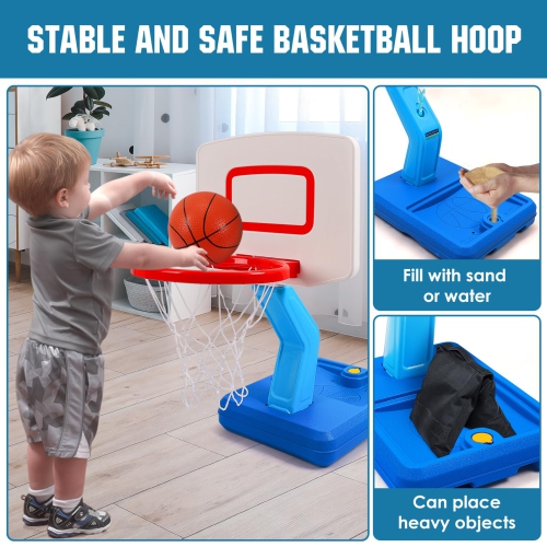 SUPER JOY Toddler Basketball Hoop Height Adjustable Kids Basketball Hoop for Indoor Outdoor Play Portable Basketball Goa