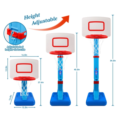 SUPER JOY Toddler Basketball Hoop Height Adjustable Kids Basketball Hoop for Indoor Outdoor Play Portable Basketball Goa