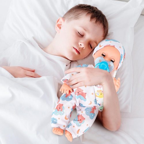 Baby Doll 12 Inches Boy Doll Set with 3 Clothes and Accessories, Carrier Bassinet Bed, Bottle, Pacifier, Blanket, Preten