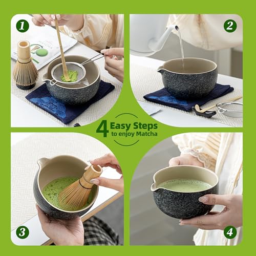 Ensemble de fouets Matcha de TEANAGOO, ensemble de 7 pièces pour matcha, ensemble de matcha pour cérémonie, ensemble à thé Matcha, fouet matcha et