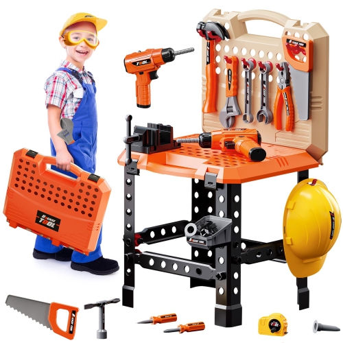 Losbenco Kids Tool Bench for Toddlers, 90 PCS Kid Tools Set with Realistic Electric Drill, Toy Kids Work Bench Kit, Todd