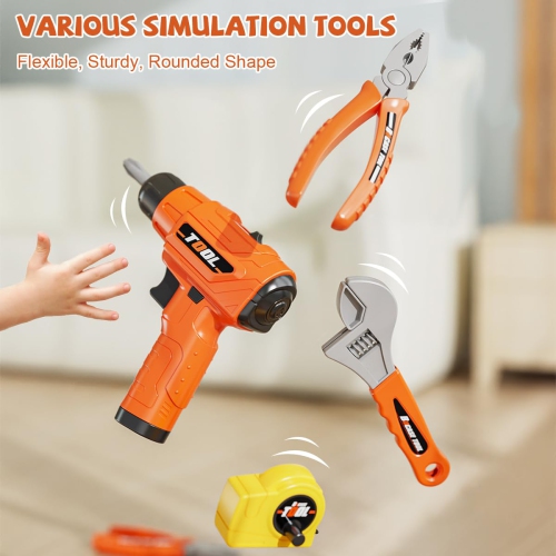 Losbenco Kids Tool Bench for Toddlers, 90 PCS Kid Tools Set with Realistic Electric Drill, Toy Kids Work Bench Kit, Todd