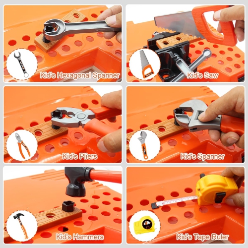 Losbenco Kids Tool Bench for Toddlers, 90 PCS Kid Tools Set with Realistic Electric Drill, Toy Kids Work Bench Kit, Todd