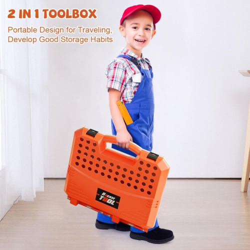 Losbenco Kids Tool Bench for Toddlers, 90 PCS Kid Tools Set with Realistic Electric Drill, Toy Kids Work Bench Kit, Todd