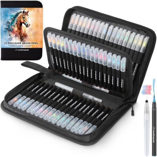 Stylos à pinceaux aquarelle, 72 marqueurs colorés à pointe souple et vibrants avec 4 pinceaux à mélanger – Ensemble de stylos à aquarelle pour appel