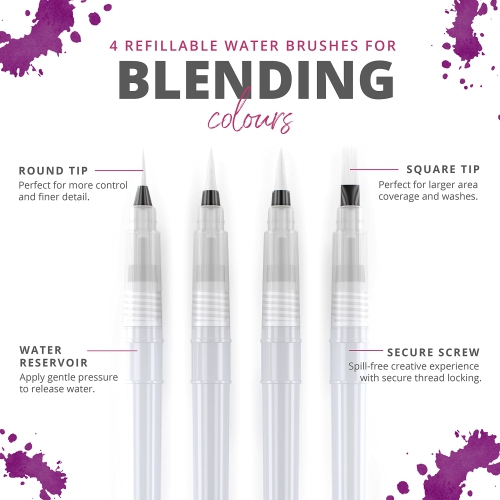 Stylos à pinceaux aquarelle, 72 marqueurs colorés à pointe souple et vibrants avec 4 pinceaux à mélanger – Ensemble de stylos à aquarelle pour appel