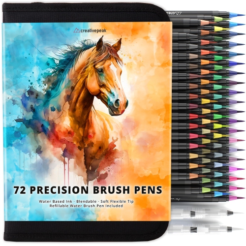 Stylos à pinceaux aquarelle, 72 marqueurs colorés à pointe souple et vibrants avec 4 pinceaux à mélanger – Ensemble de stylos à aquarelle pour appel