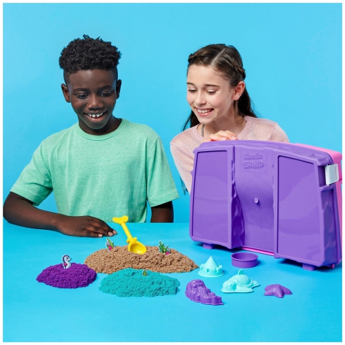 Kinetic Sand, Mermaid Palace Playset with 2.06lbs Play Sand, Tools & Folding Sandbox