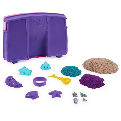 Kinetic Sand, Mermaid Palace Playset with 2.06lbs Play Sand, Tools & Folding Sandbox