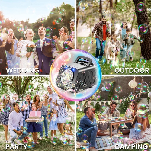 Reenovan Bubble Machine, Automatic Bubble Blower 15000+ Bubbles Per Minute, Bubble Machine for Kids Toddler, Portable Bu