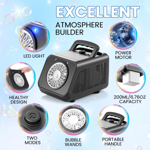 Reenovan Bubble Machine, Automatic Bubble Blower 15000+ Bubbles Per Minute, Bubble Machine for Kids Toddler, Portable Bu