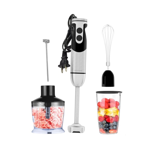 MegaWise 5-in-1 Immersion Handheld Blender, Powerful 12-Speed Settings Handheld Stick Blender, Titanium Steel Blade, 500