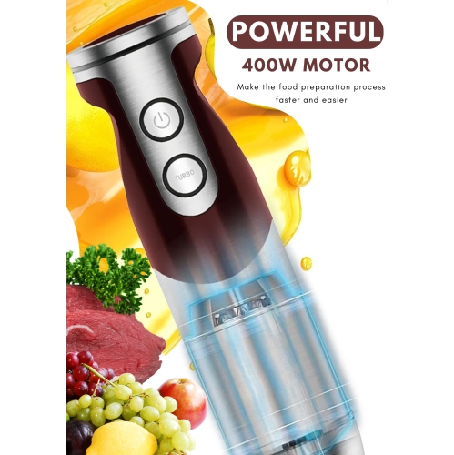 MegaWise 5-in-1 Immersion Handheld Blender, Powerful 12-Speed Settings Handheld Stick Blender, Titanium Steel Blade, 500