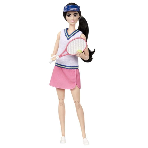 Barbie Careers Fashion Doll & Accessories, Made to Move Tennis Player Wearing Removable Outfit with Racket & Ball, 22 Be
