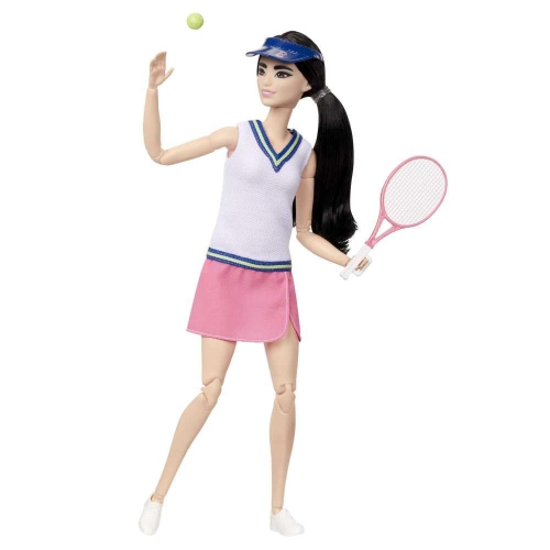 Barbie Careers Fashion Doll & Accessories, Made to Move Tennis Player Wearing Removable Outfit with Racket & Ball, 22 Be