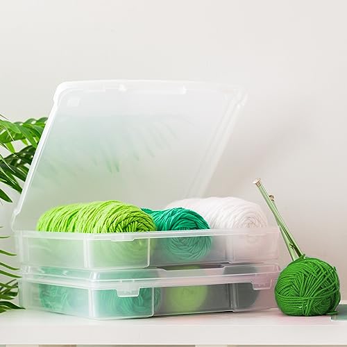 IRIS USA 6 Pack Clear Scrapbook Paper Storage Boxes, Portable Craft and Art Project Case for 12 x 12 File Paper, Plastic