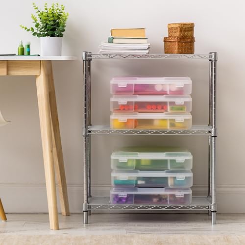 IRIS USA 6 Pack Clear Scrapbook Paper Storage Boxes, Portable Craft and Art Project Case for 12 x 12 File Paper, Plastic