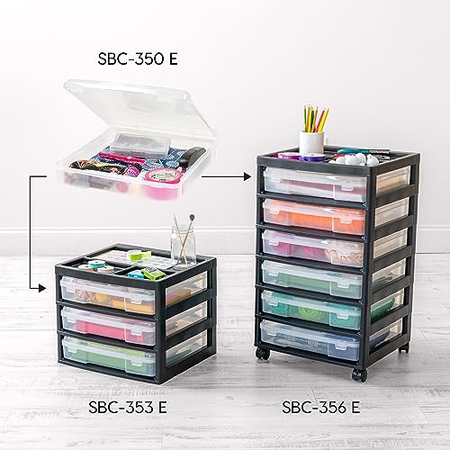 IRIS USA 6 Pack Clear Scrapbook Paper Storage Boxes, Portable Craft and Art Project Case for 12 x 12 File Paper, Plastic