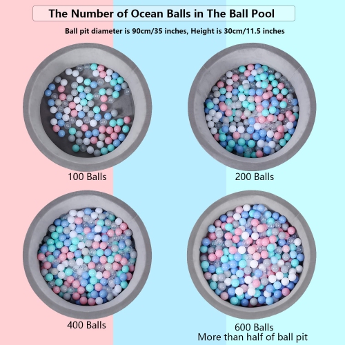 MoonxHome Ball Pit Balls Crush Proof Plastic Balls for Children's Toy Balls Macaron Ocean Balls 2.15 inch Pack of 100 Wh