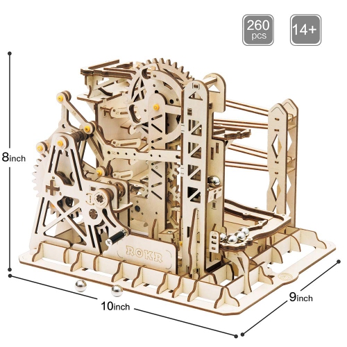 ROKR 3D Assembly Wooden Puzzle Brain Teaser Game Mechanical Gears Set Model Kit Marble Run Set Unique Craft Kits Christm