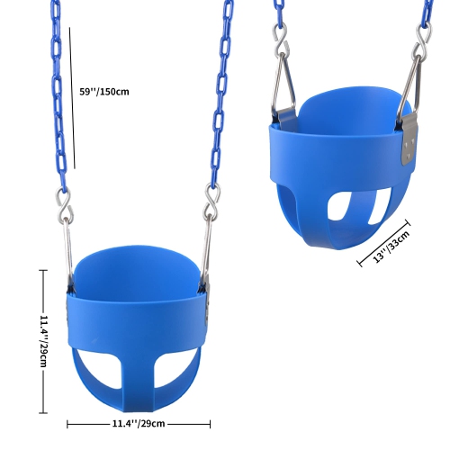 KINSPORY Toddler Swing & Balancoire Bebe, 59" Heavy-Duty Coated Iron Chains Baby Swing Outdoor, High Back Full Bucket In