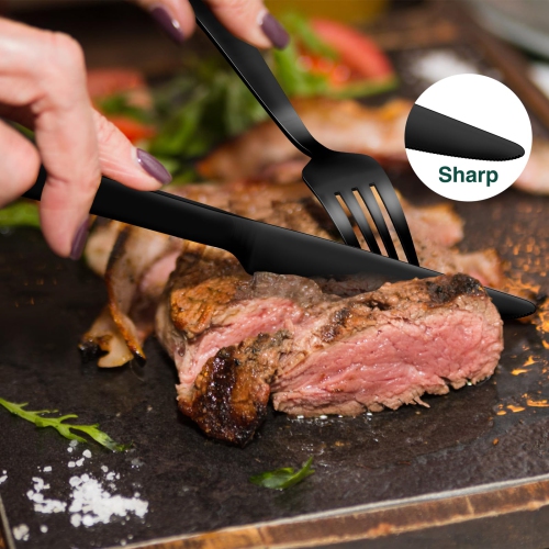 Yoehka 60 Pieces Black Silverware Set,Premium Stainless Steel Flatware Set for 12, Mirror Polished Tableware Cutlery Set