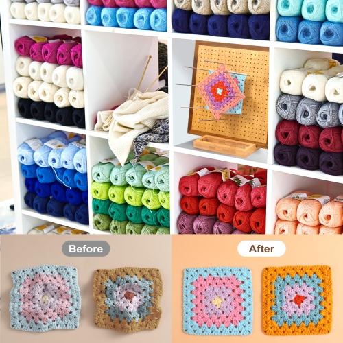 Tableau de blocage à crochet de 11,8 po avec 20 chevilles, planches de blocage en bambou pour projets crochetés, panneau de blocage carré Granny