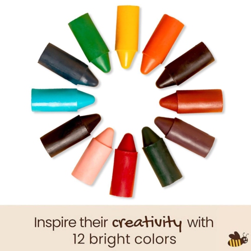 Honeysticks 100% Pure Beeswax Crayons - Non Toxic Crayons, Safe for Babies and Toddlers, For 1 Year Plus, Hand
