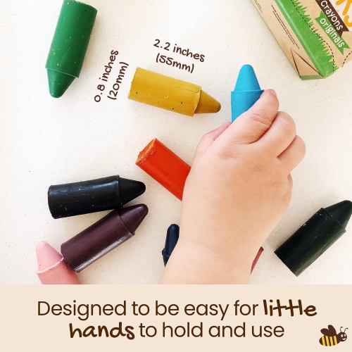 Honeysticks 100% Pure Beeswax Crayons - Non Toxic Crayons, Safe for Babies and Toddlers, For 1 Year Plus, Hand