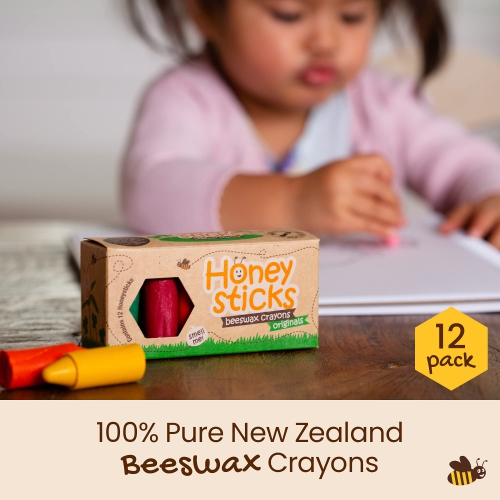 Honeysticks 100% Pure Beeswax Crayons - Non Toxic Crayons, Safe for Babies and Toddlers, For 1 Year Plus, Hand