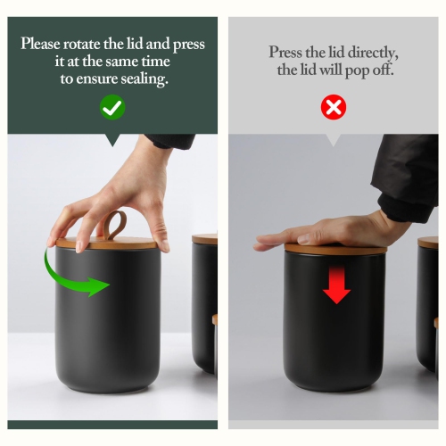 Canisters Set Kitchen, Airtight Coffee Canister, Sugar Container Set With Top Handle, Ceramic Coffee Container Modern Ca