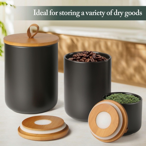 Canisters Set Kitchen, Airtight Coffee Canister, Sugar Container Set With Top Handle, Ceramic Coffee Container Modern Ca