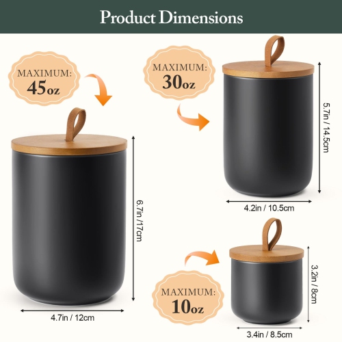 Canisters Set Kitchen, Airtight Coffee Canister, Sugar Container Set With Top Handle, Ceramic Coffee Container Modern Ca