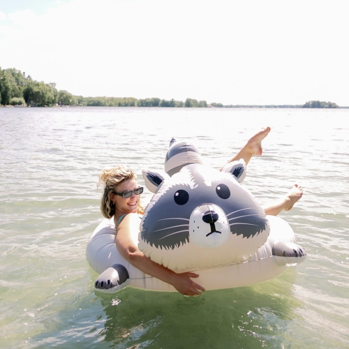 FLOAT-EH Raccoon Pool Float for Adults - Beach Floats are Thick, Durable, and Vinyl Designed - Floaties Designed in Cana
