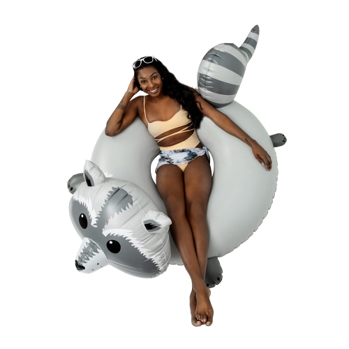 FLOAT-EH Raccoon Pool Float for Adults - Beach Floats are Thick, Durable, and Vinyl Designed - Floaties Designed in Cana
