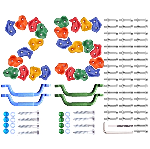 NOSTIFY 25pc Rock Climbing Holds and 4pc Climb Handles, Kids Colourful Pig Nose Shape Rock Wall Stone Set for Outdoor Pl