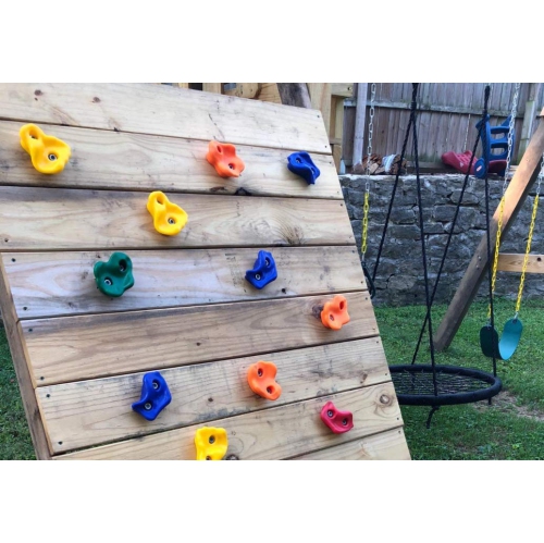 NOSTIFY 25pc Rock Climbing Holds and 4pc Climb Handles, Kids Colourful Pig Nose Shape Rock Wall Stone Set for Outdoor Pl