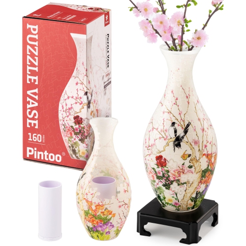 PINTOO  3D Puzzle Vase Unique Flower Vase Made By 160 Curved Plastic Puzzle Pieces House Warming Gift for Flower Arrangem
