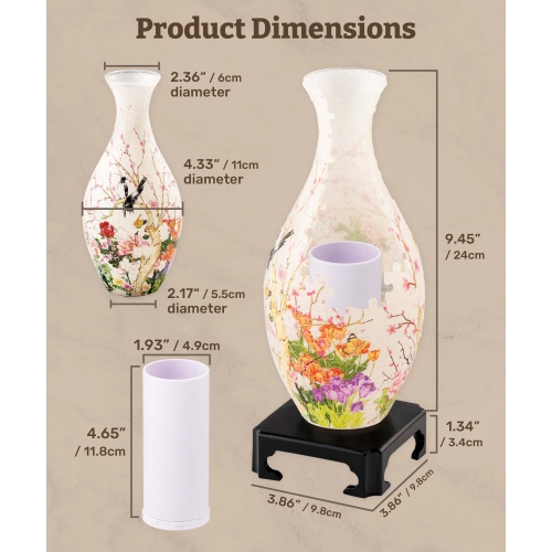 Pintoo 3D – Vase casse-tête unique en forme de fleur fabriqué par 160 morceaux de casse-tête en plastique courbé Pièces de maison Chauffant cadeau