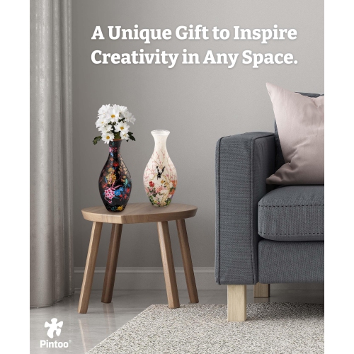 Pintoo 3D – Vase casse-tête unique en forme de fleur fabriqué par 160 morceaux de casse-tête en plastique courbé Pièces de maison Chauffant cadeau