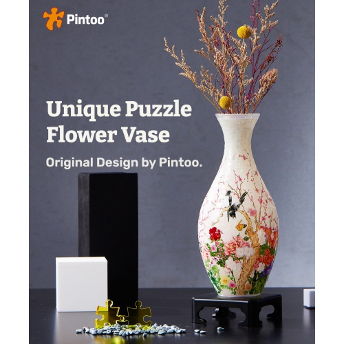 Pintoo 3D – Vase casse-tête unique en forme de fleur fabriqué par 160 morceaux de casse-tête en plastique courbé Pièces de maison Chauffant cadeau