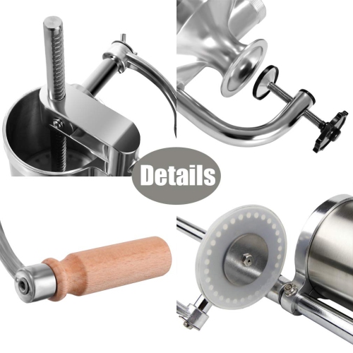 Meao Sausage Filler Stuffer Home Made Machine - Stainless Steel Vertical Sausage Maker with Suction Base and Manual Cran