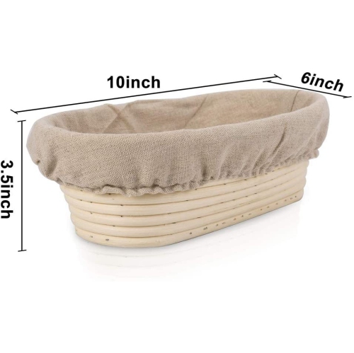 Ensemble de 2 paniers ronds et ovales, panier à fermentation Banneton + fouet pétrisseur danois + lame à tartiner pour le pain + Stai