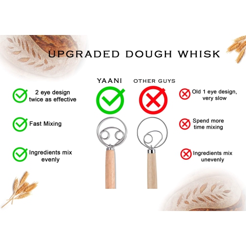 Ensemble de 2 paniers ronds et ovales, panier à fermentation Banneton + fouet pétrisseur danois + lame à tartiner pour le pain + Stai