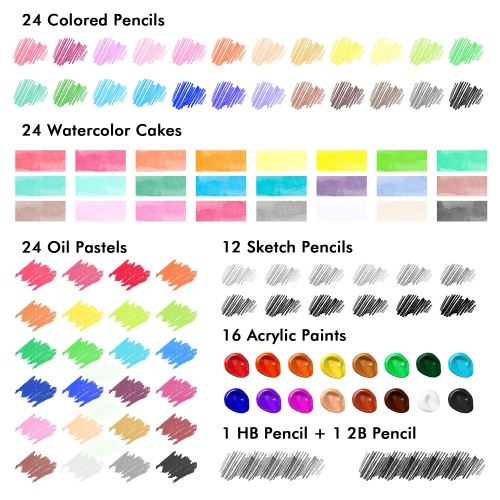 Shuttle Art 118 Piece Deluxe Art Set, Art Supplies in Wooden Case, Painting Drawing Art Kit with Acrylic Paint Pencils O