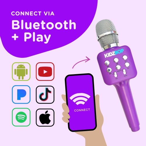 Move2Play, Kidz Bop Karaoke Microphone | The Hit Music Brand for Kids | Toy for Girls & Boys Ages 2, 3, 4, 5, 6, 7, 8+ Y