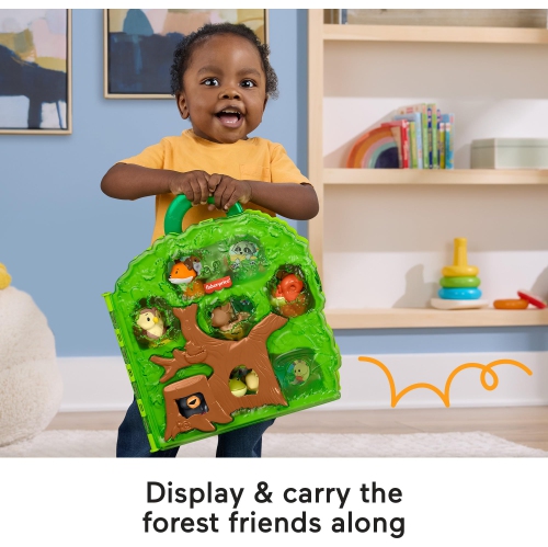 Fisher-Price Little People Toddler Toy Forest Friends Carry Case Playset with Animal Figures for Pretend Play Kids Ages
