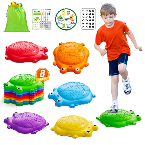 HYES Stepping Stones for Kids 8pcs, Durable Non-Slip Toddler Balance Steps Stones, Obstacle Courses Sensory Toys, Coordi
