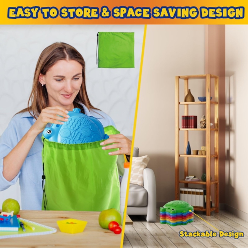 HYES Stepping Stones for Kids 8pcs, Durable Non-Slip Toddler Balance Steps Stones, Obstacle Courses Sensory Toys, Coordi